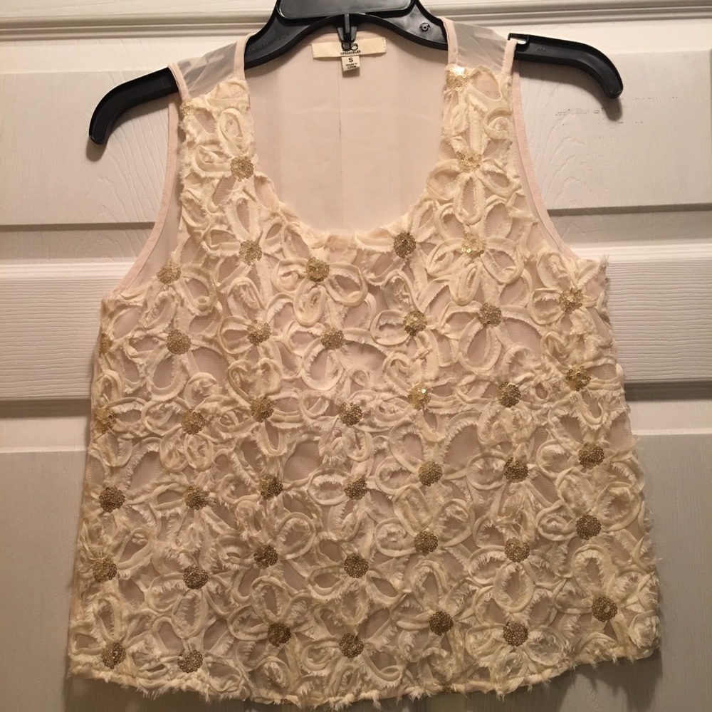 ya Los Angeles cream floral sequin Sz small